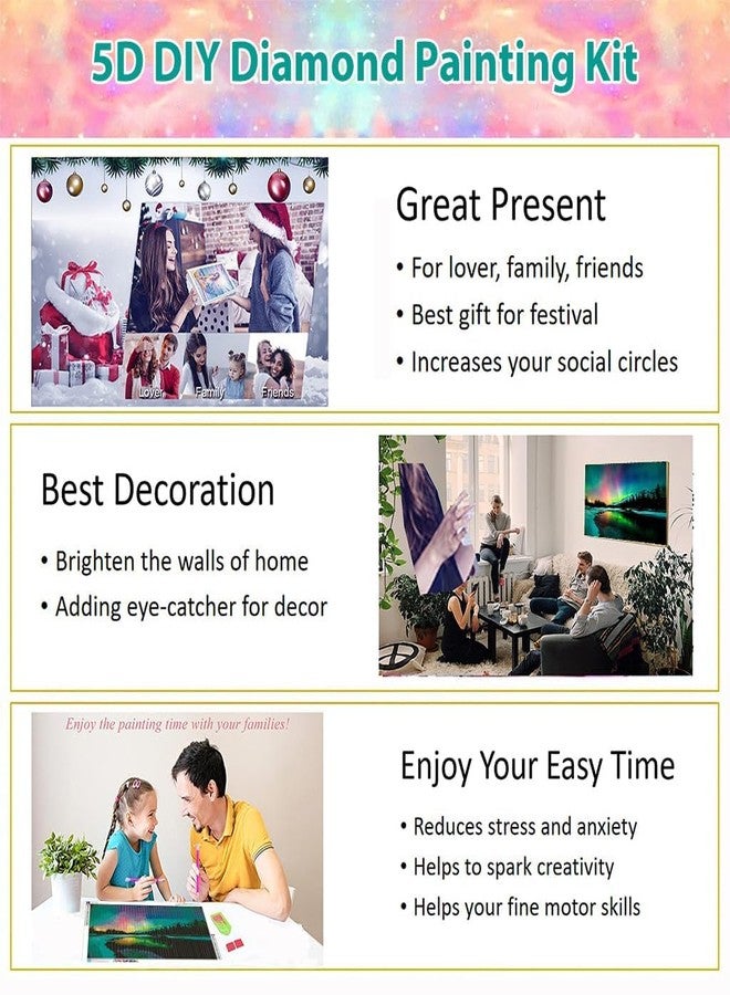 TREXEE Large Size (40*70cm) DIY 5D Diamond Painting, Aurora Lake Diamond Painting Kits for Adults Kids Beginner , DIY Full Drill Crystal Rhinestone Arts and Crafts, Art Diamond Paint By Numbers for Home Wall Decor Diamond Painting By Number - Image 5